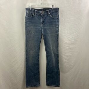 Wrangler Jeans Womens 9/10 X 34 Q Baby No Gap Waistband Distressed Embroidered